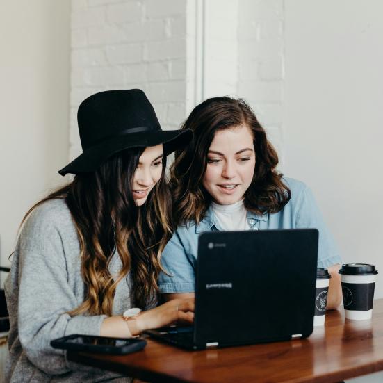 2 unge studerende ved en pc