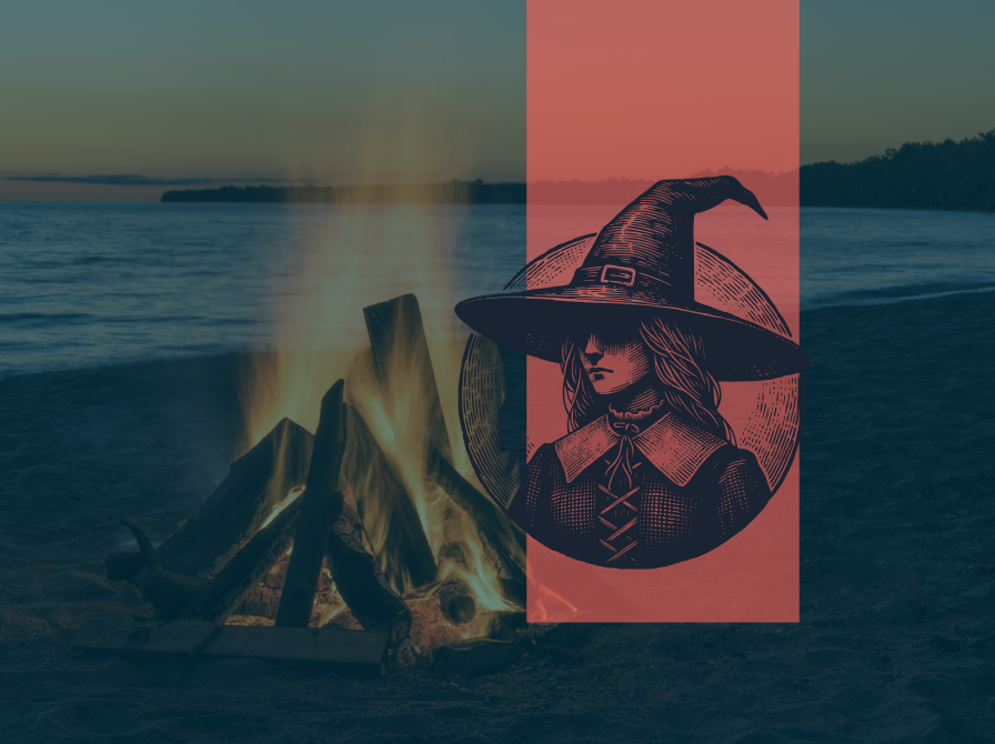 Heks og bål på stranden