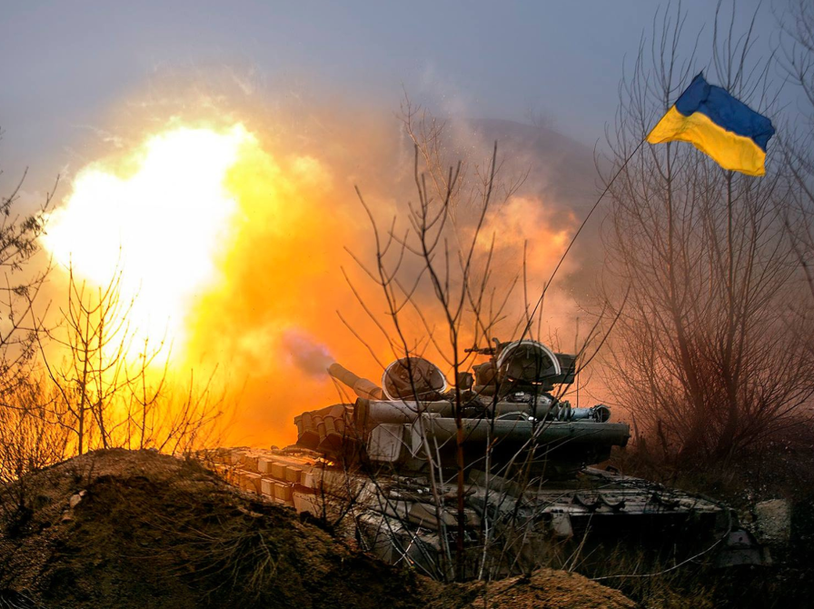 Miletærkøretøj med Ukrainsk flag